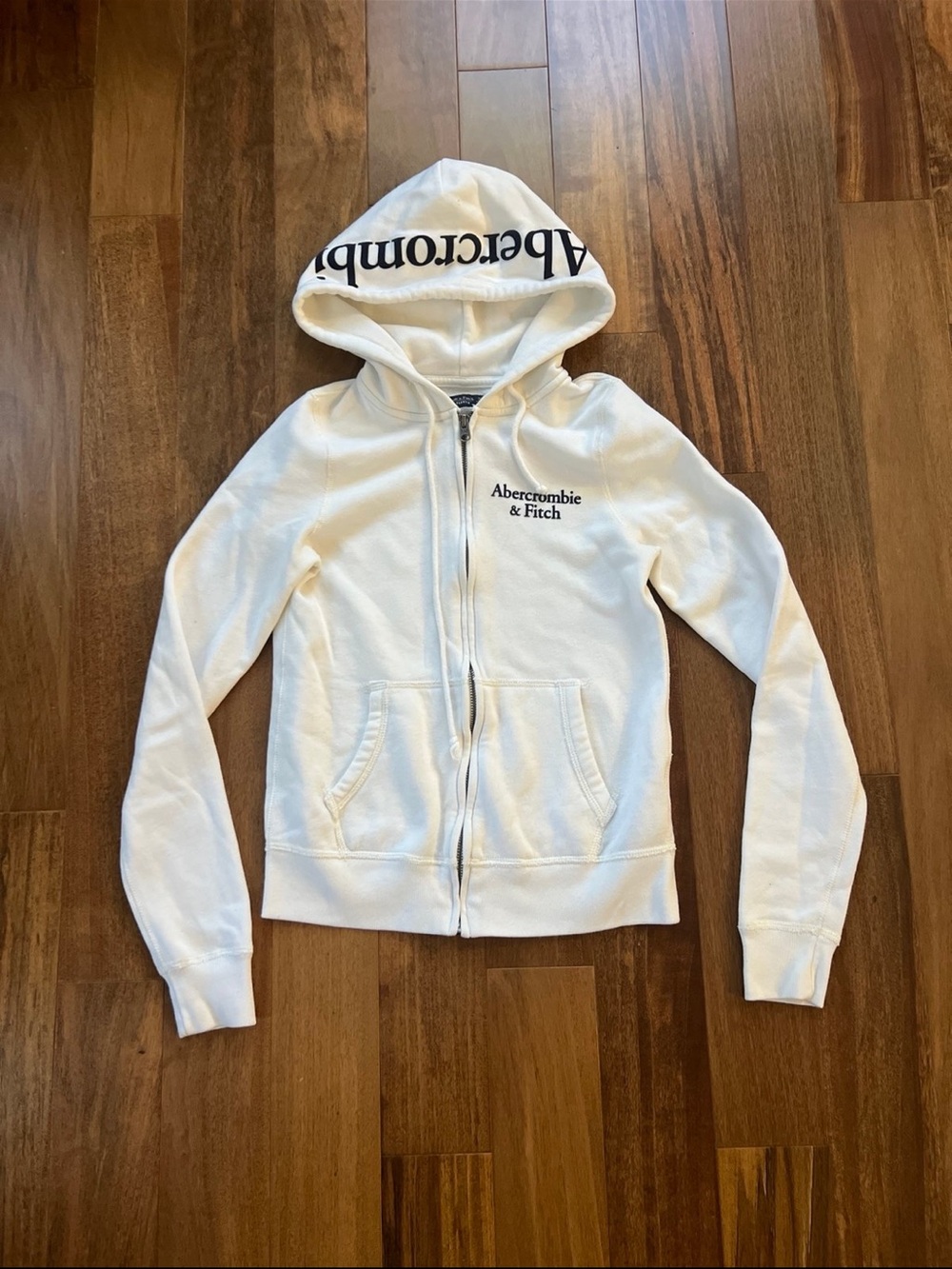 Abercrombie & Fitch Women's White Zip-Up Hoodie